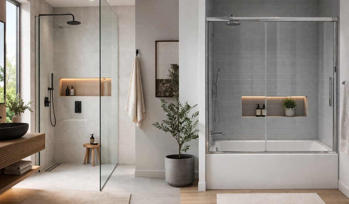 Care este diferența dintre cabina de duș cu cadă și cea walk-in?