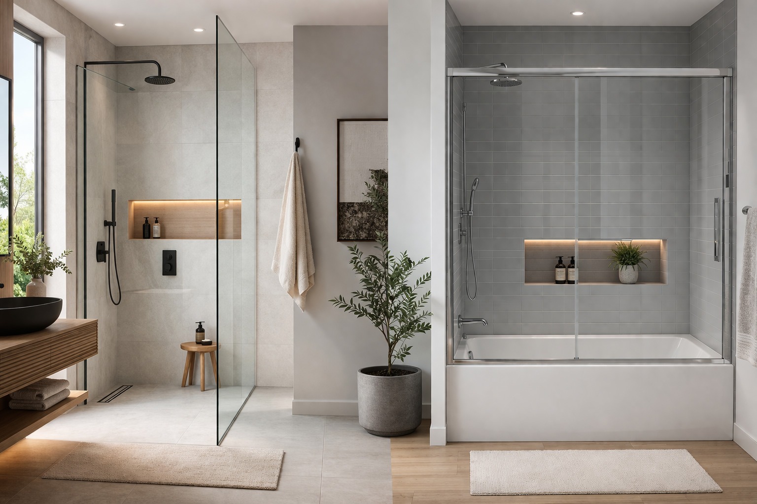 Care este diferența dintre cabina de duș cu cadă și cea walk-in?